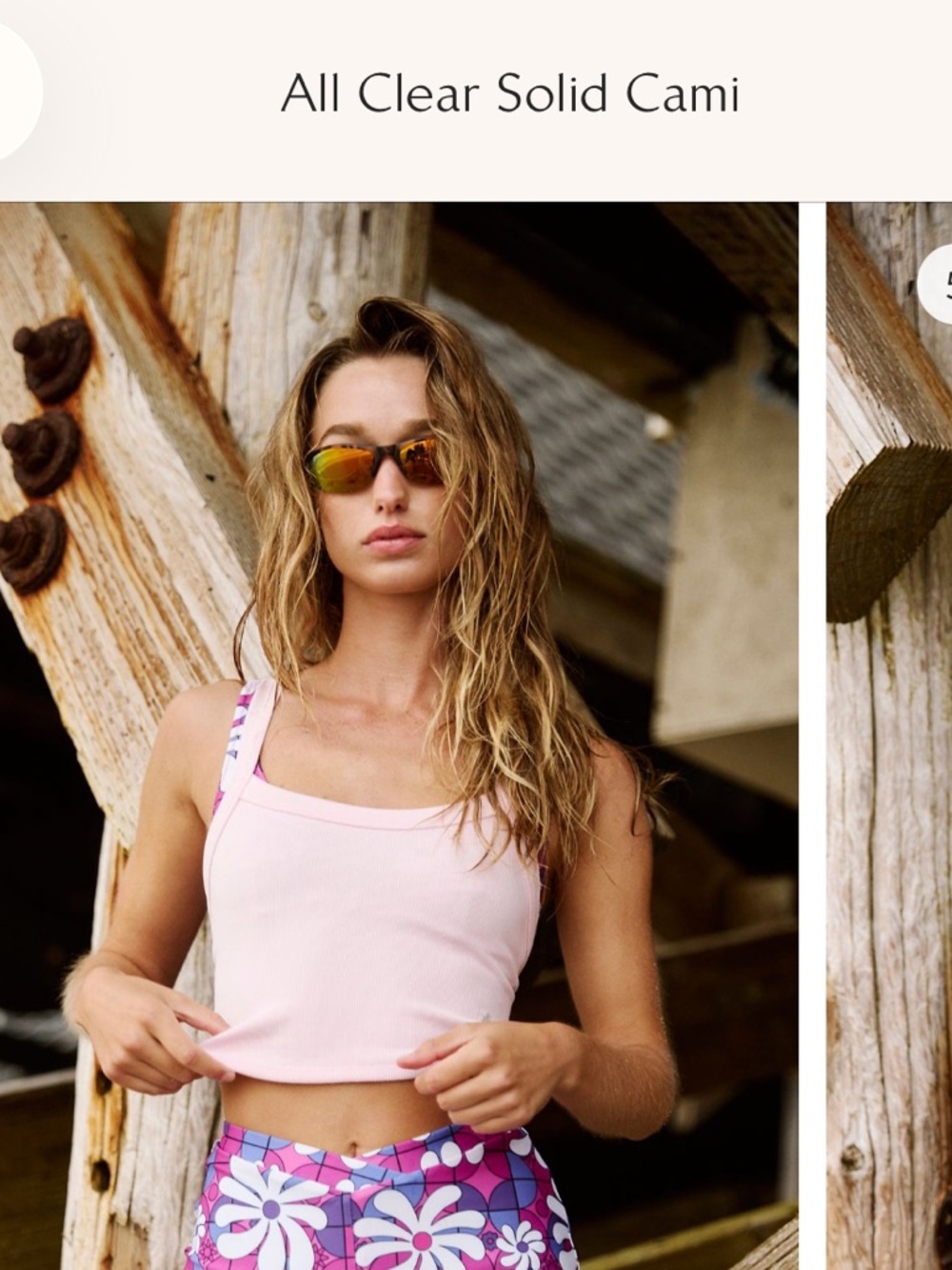 FP Movement All Clear Pale Pink Ribbed Crop Cami
